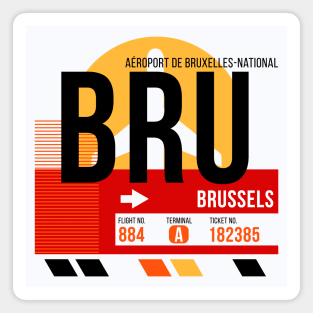 Brussels (BRU) Airport // Sunset Baggage Tag Magnet